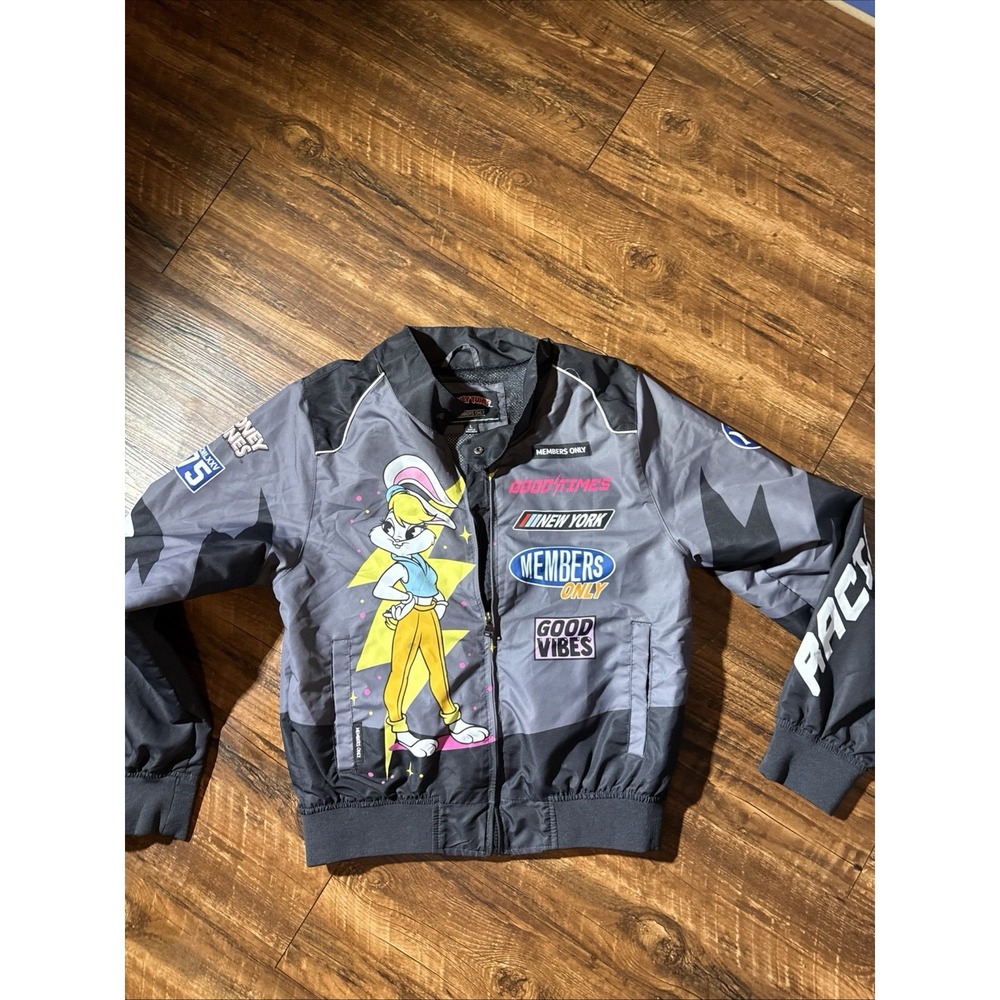 Members Only Looney Tunes Lola Racing Full Zip Grey Jacket Women's Large